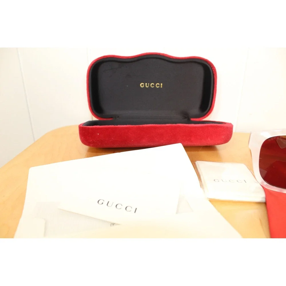 Gucci GG1376SA White Acetate 'Dans Le Vert ' Square Sunglasses w/ Case 55 18 145